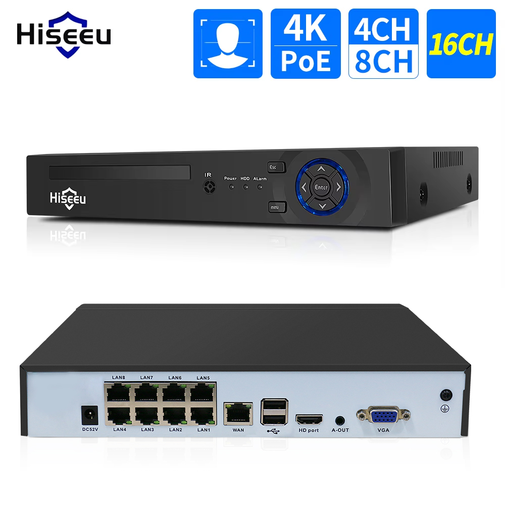 Hiseeu 4CH 10CH 16CH 4K 8MP 5M - Home Security Camera recension och pris